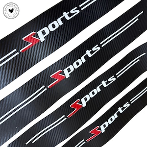 Sports Door Sill Protector Stickers – Carbon Fiber 4pc Set | Anti-Scratch Scuff Guard | Universal Fit for Cars & SUVs