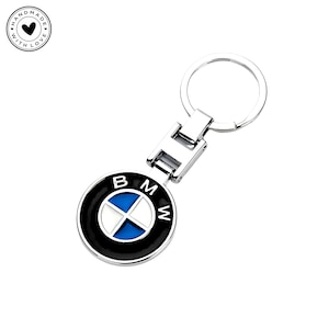 BMW Emblem Keychain: Black Metal Key Ring - Car Enthusiast Gift