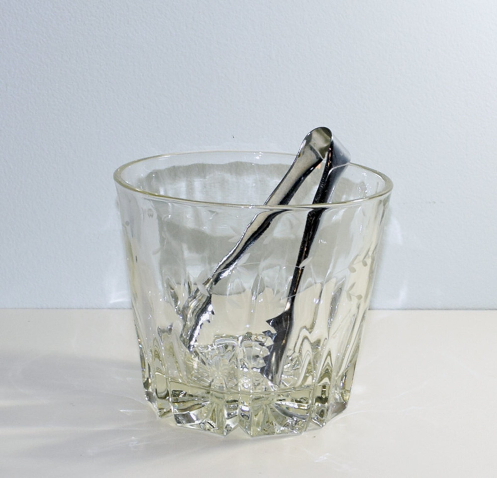 Vintage Leaded Crystal Etched Glass Ice Bucket / Tub with Etsy