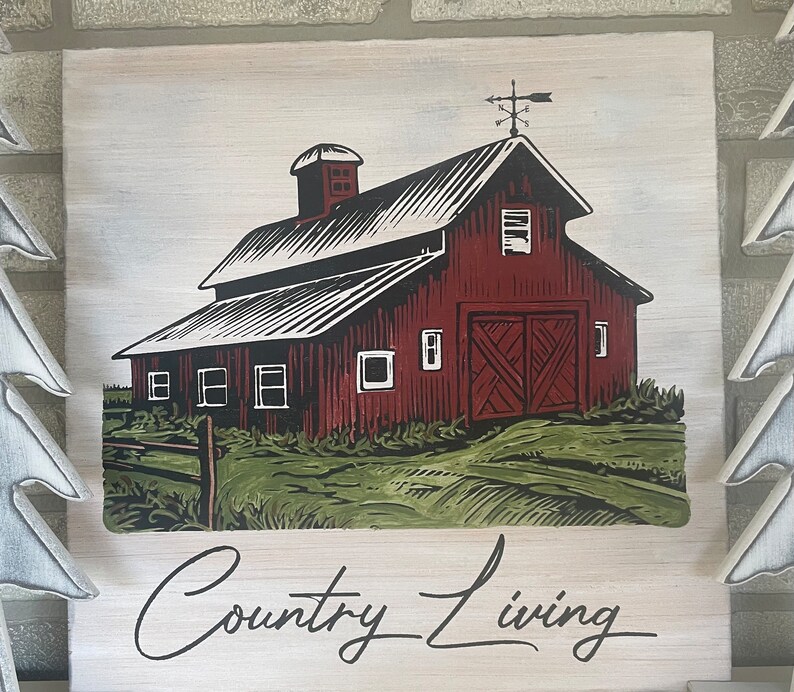 Country Living Barn Wall Hanging - Etsy