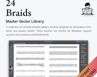 Adobe Illustrator Vector Brushes 24 tresses pour la conception technique Matériel technique de qualité professionnelle