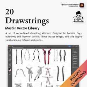 Adobe Illustrator Vector Brushes 20 Drawstrings for Technical Design Professional Grade