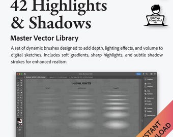 Adobe Illustrator Vector Brushes 42 tons clairs et foncés pour la conception technique Tech Pack
