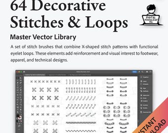 Pinceaux vectoriels Adobe Illustrator, 64 points décoratifs pour la conception technique, matériel technique de qualité professionnelle