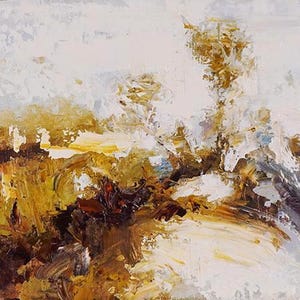 GOLDEN ABSTRACT LANDSCAPE | Oil Painting | 8&quot;x10&quot; | Oil on Linen | Ontario | Canada | Canadian Art
