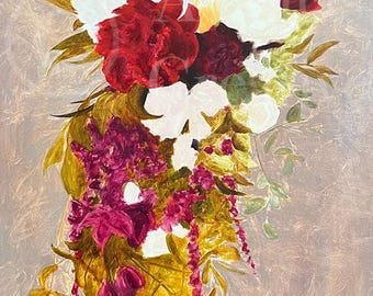 FLORAL BOUQUET | Oil Painting | 48X24 | Toronto | Contemporary Portrait | Canadian Art | Canadian Artist | OP48X24M055