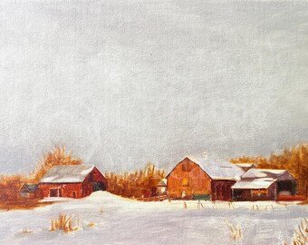 ONTARIO BARN SKETCH | Farm Art | Heavy Impasto | Oil on Board | Toronto | Ontario | Canadian Art | Canadian Artist | OP18x24L057