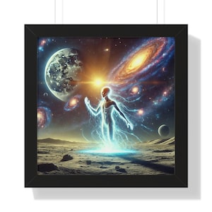 Image de qualité encadrée 16 x 16 pouces 300 ppp, énergie cosmique - Art céleste pour décoration intérieure