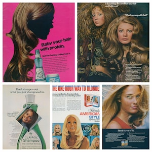 Vintage 1970s Hair Advertisements set of 5