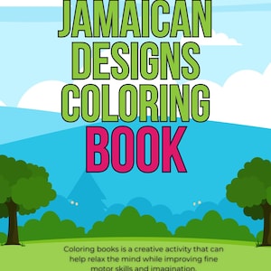 Jamaican, coloring, Design Book, Beach, Hotel, Reggae Music, Waterfalls, Poolside, Rasta, Lion, Market Scene