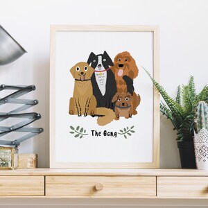 Retrato digital personalizado de mascota para perro o gato, retrato divertido de mascota, ilustración de dibujos animados, impresión de regalo personal, regalo para amantes de las mascotas, regalo para mamá de perro o gato