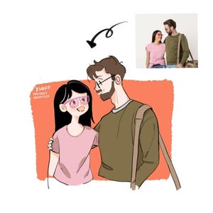 Personalisiertes Paar Portrait, Geburtstagsgeschenk, Cartoon Illustration, Personalisierter Geschenkdruck, Geschenk für Paare, Valentinstag, Geschenk für Sie
