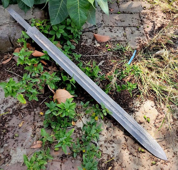 Hand Forged Damascus Steel Sword Blank Blade: DIY Sword Making