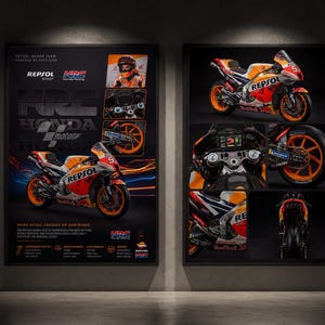 MotoGP Honda HRC Red Bull アートパネル Honda Motogp Wall Art - Etsy
