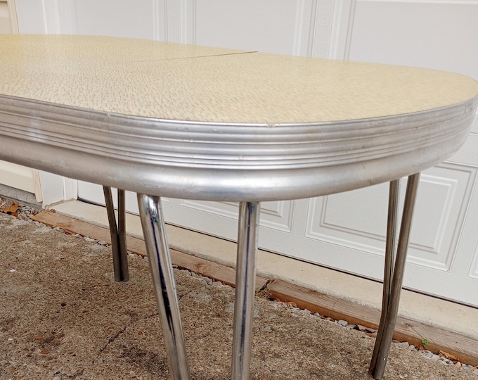 Vintage Retro Formica Chrome Dinette Dining Kitchen Table Yellow With Colorful Pattern - Etsy