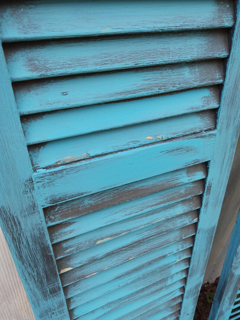 Single Large Antique Wood Vintage Louvered Window Shutter Etsy