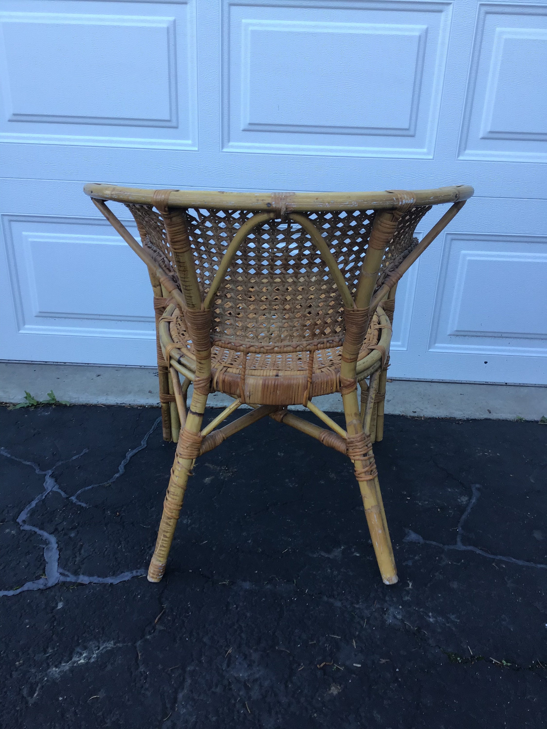 Mid Century Vintage Rattan Cane Bucket Seat Round Chair Etsy UK