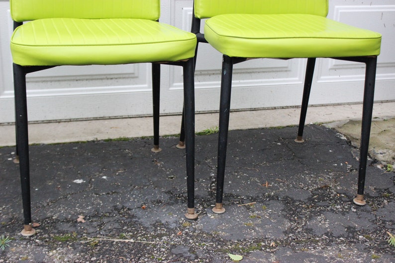 Vintage Retro lime green vinyl dining room chairs set of 4 Etsy