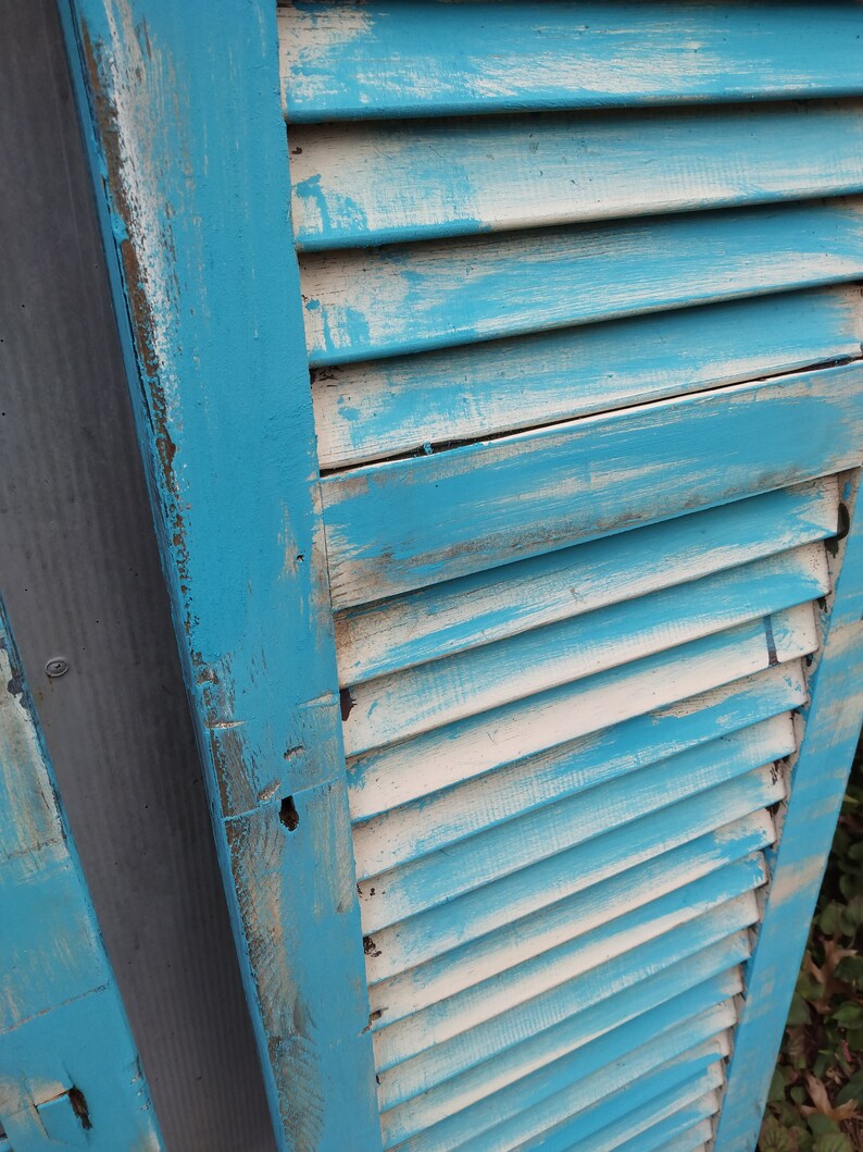 Single Large Antique Wood Vintage Louvered Window Shutter Etsy