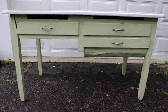 Vintage Porcelain Metal Enamel Top Baker Baking Bin Table Etsy