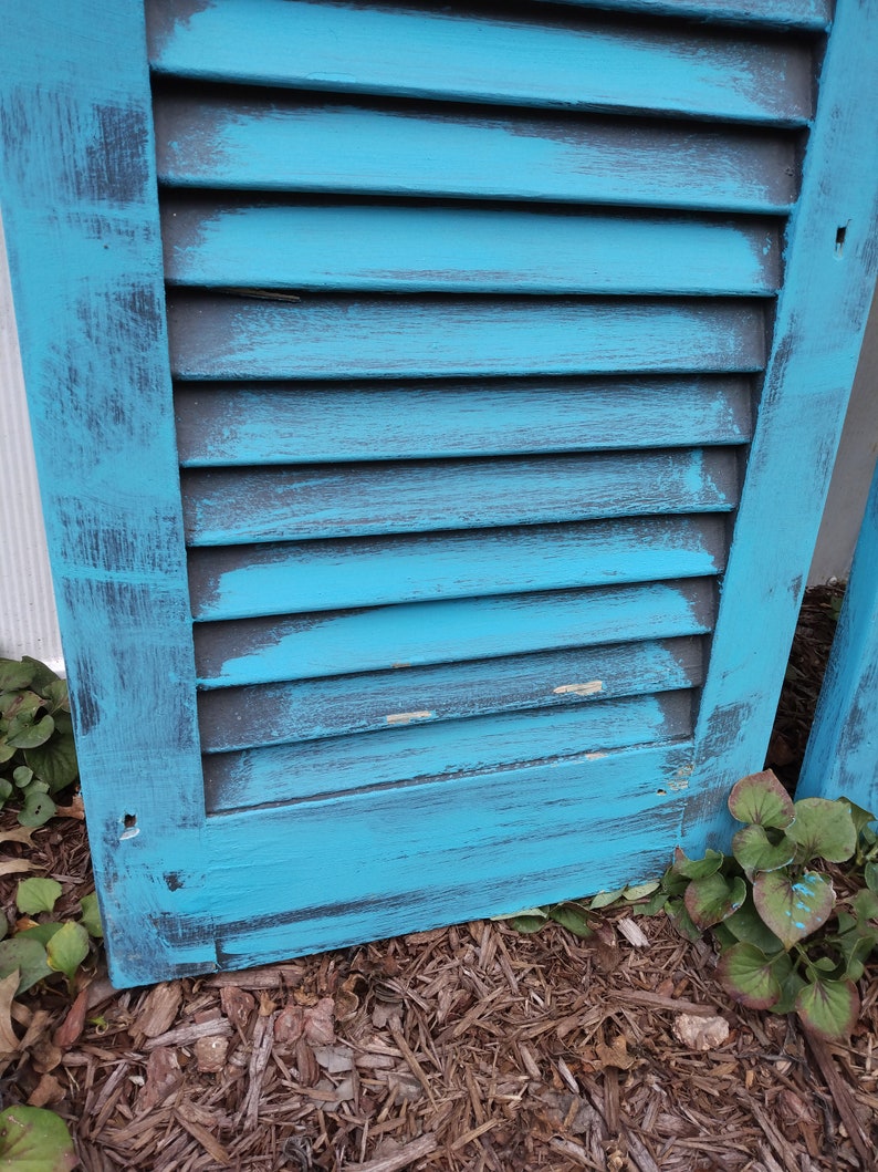 Single Large Antique Wood Vintage Louvered Window Shutter Etsy