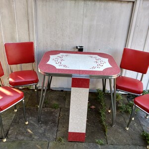 Vintage 1950 1960 Mid Century Modern Retro Formica Chrome Red
