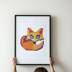 Custom Pet Portrait in Perler Beads – Handmade Pixel Art | Personalized Animal Bead Art Gift | Fox Art Example – Dog, Cat, Any Pet!