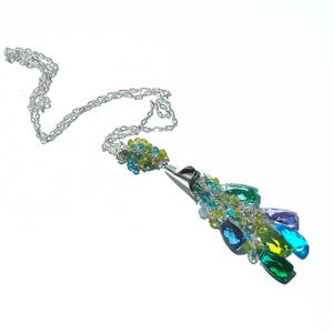 NUOVA collana di quarzo Multi colore / sterlina argento / viola / verde / blu / filo avvolto / lungo / pendente / regali per lei / OOAK immagine 1