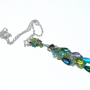 NUOVA collana di quarzo Multi colore / sterlina argento / viola / verde / blu / filo avvolto / lungo / pendente / regali per lei / OOAK immagine 5