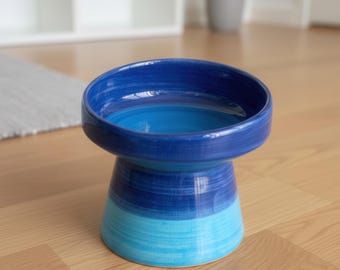 Raised Ceramic Cat Bowl, Handmade Elevated Pet Bowl for Cats & Small Dogs