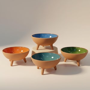 Comedero de cerámica moderno para mascotas, plato elevado de arcilla para gatos y perros, comedero de cerámica hecho a mano, elegante comedero bohemio.