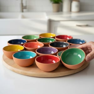 12-Piece Colorful Ceramic Bowl Set | 8 cm Small Snack, Dip, Appetizer & Serving Bowls