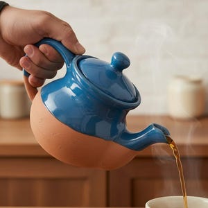 Handmade Ceramic Teapot 1L Blue, Pottery Tea Pot, Rustic Kitchen Decor, Artisan Teapot, Tea Lover Gift, Farmhouse Style
