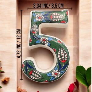 Handmade Ceramic House Number Tile: Turkish Floral Address Sign image 9