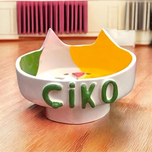 Personalized Ceramic Cat Bowl: Handmade, Whisker-Friendly, Elevated Design