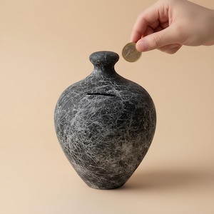 Hucha de cerámica que se abre rompiéndola, caja de dinero de cerámica hecha a mano, regalo, tarro de ahorros decorativo para adultos y decoración del hogar.