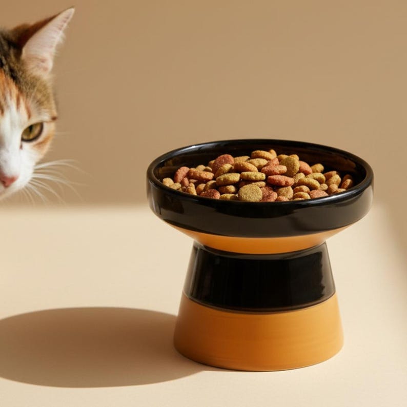 Comedero elevado para gatos: comedero elevado de cerámica, plato artesanal para mascotas, apto para bigotes. imagen 19