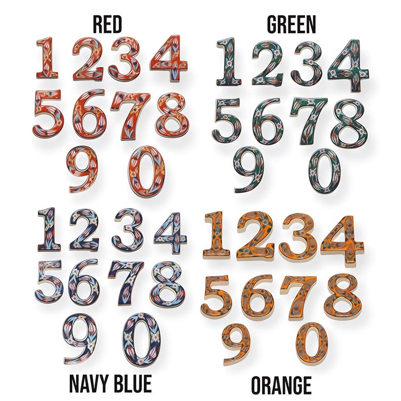 Handmade Ceramic House Number Tile: Turkish Floral Address Sign image 8