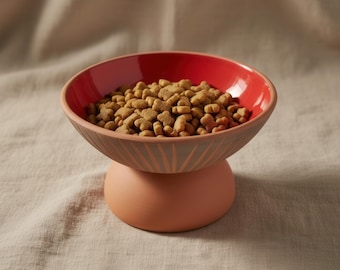 Ceramic Pet Bowl: Elevated Design - Handmade, Color Options