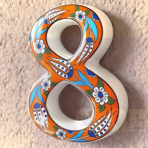 Handmade Ceramic House Number Tile: Turkish Floral Address Sign image 10