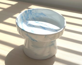 Raised Ceramic Cat Bowl for Small Dogs, Handmade Elevated Pet Feeder, Modern Minimalist Pet Dish