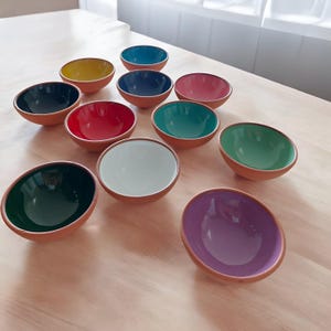 Small Serving Dishes Set of 12 Handmade Pottery Bowls for Tapas, Snacks & Decorative Hand Painted Gift
