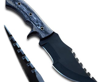 Handmade D2 Steel Tracker Knife with Leather Sheath for Hunting, Camping