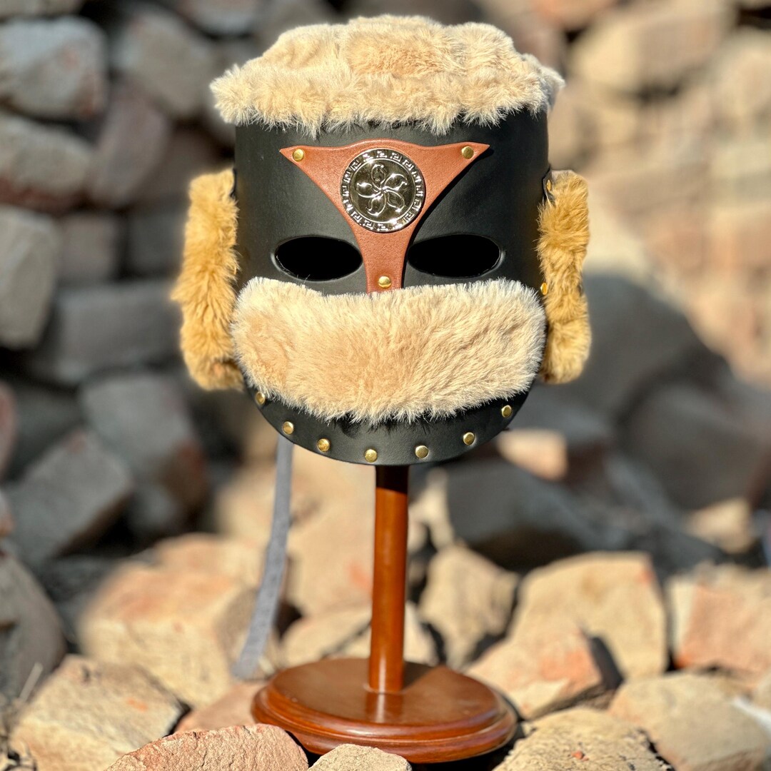Larp Helm Leather - Viking Medieval Mongolian Warrior Leather Helmet ...