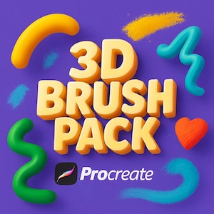 Procreate 3D Schriftzug Pinsel Set, Procreate 3D Pinsel, sofortiger Download, iPad 3D Schriftzug, realistische 3D Pinsel