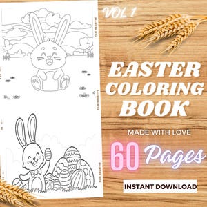 Easter Coloring Book For Kids Vol 1, Printable Coloring Pages, Kids Coloring Book, Easter, Easter Coloring Pages, Easter Activity