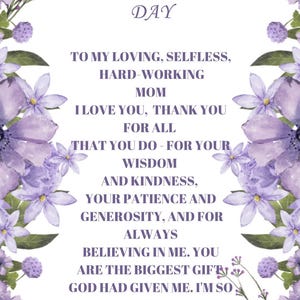 Cartão de feliz dia das mães cartão digital floral roxo | Dia das mães | cartão de flor roxa |