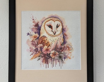 Kerkuil diamant schilderij kunst | Ingelijste muurdecoratie uil