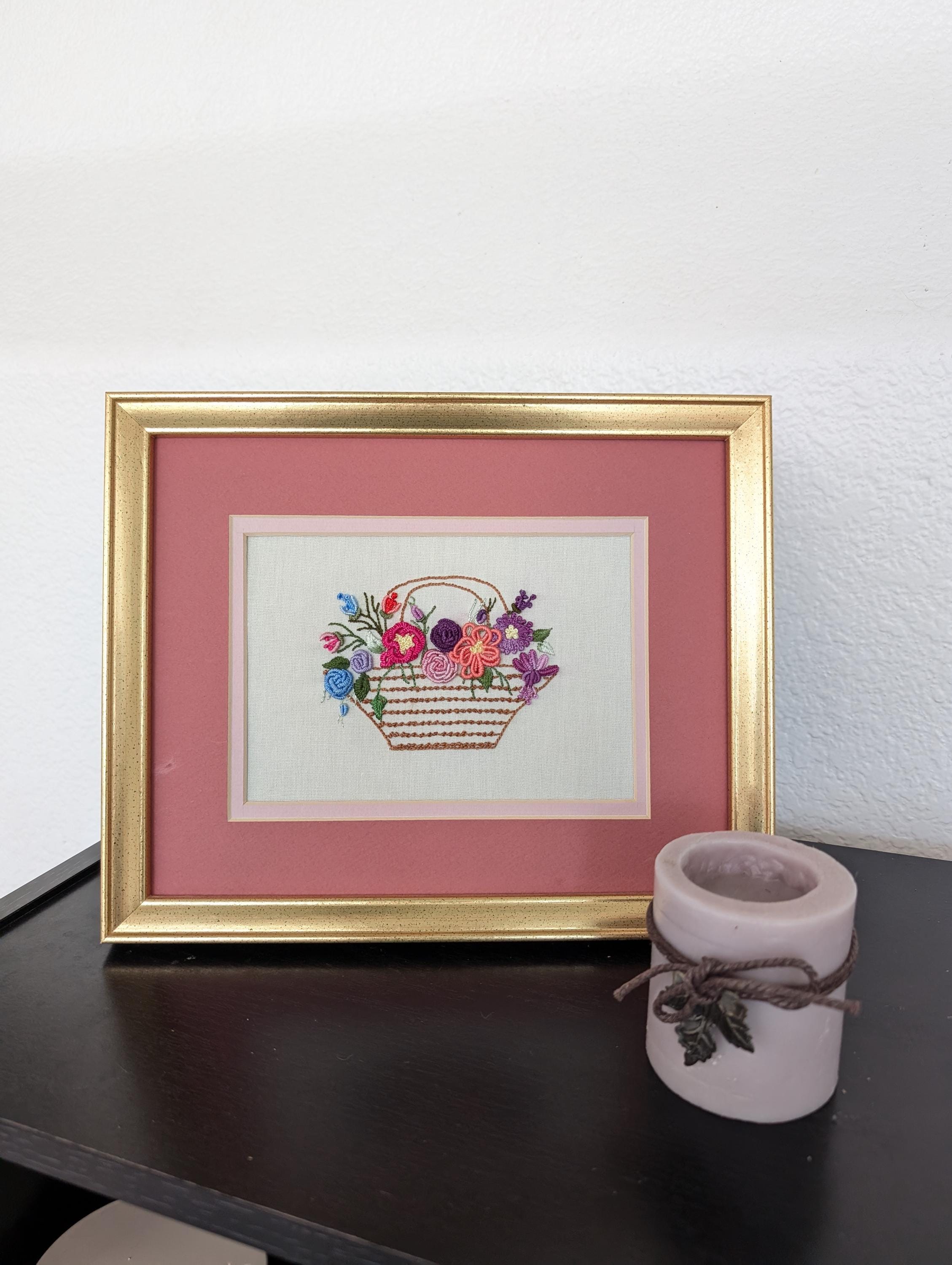 ヴィンテージフラワーバスケット刺繍 - Etsy 日本