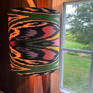 Small Green Uzbek Ikat Lampshade